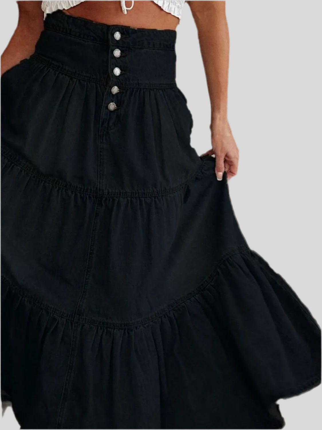 Ladies Tiered Denim Skirt (4 colors)