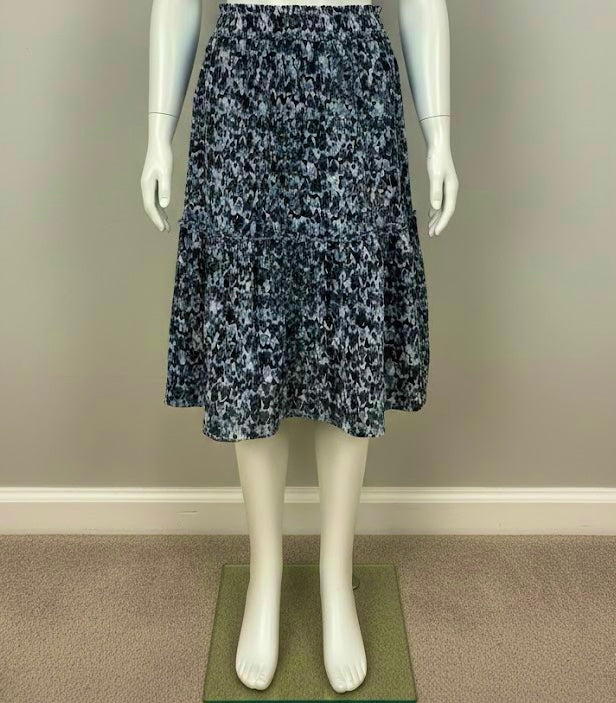 Tween Blue And Black Multi Print Skirt