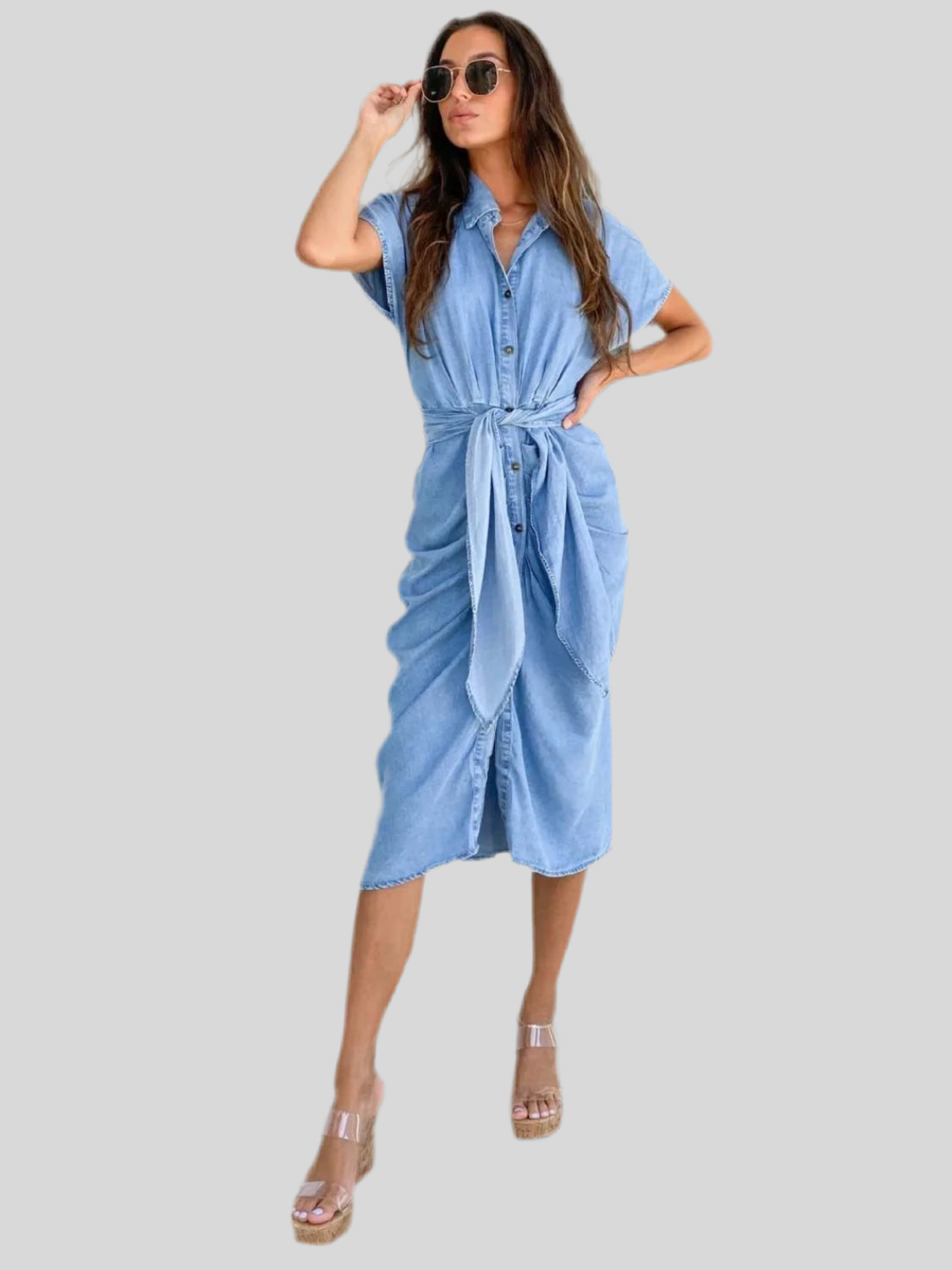 Ladies Ruched Denim Dress