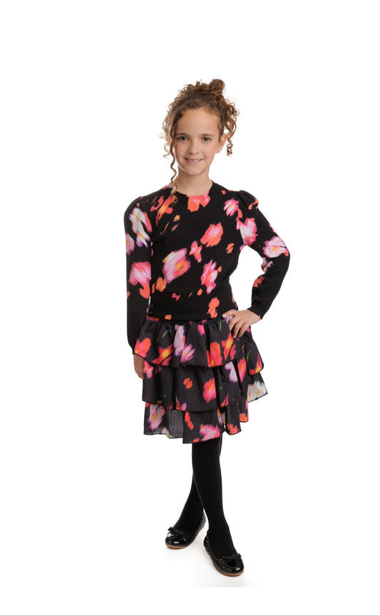 Tween Black Bright Floral Print Set