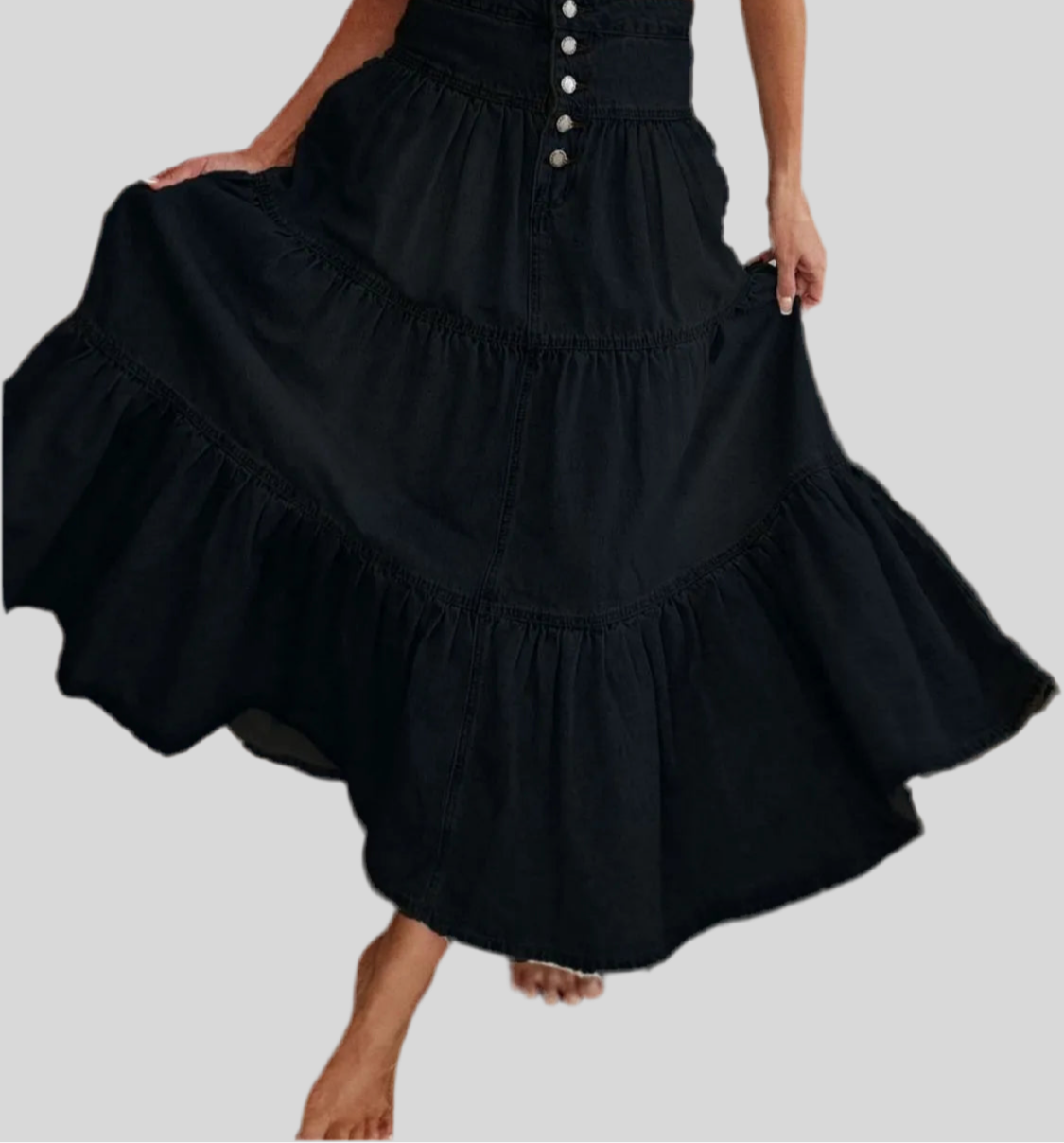 Ladies Tiered Denim Skirt (4 colors)