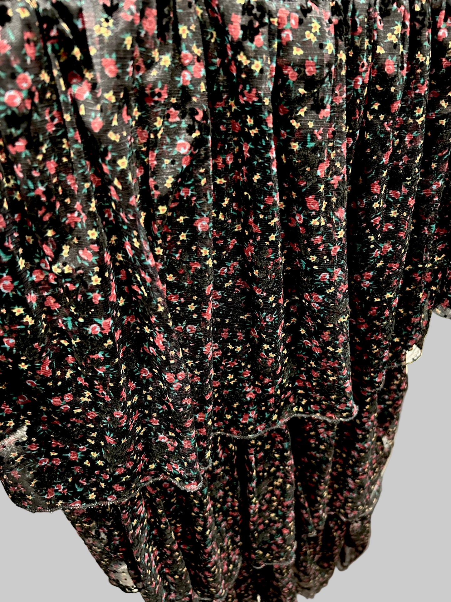 Black And Red Mesh Layered Dress