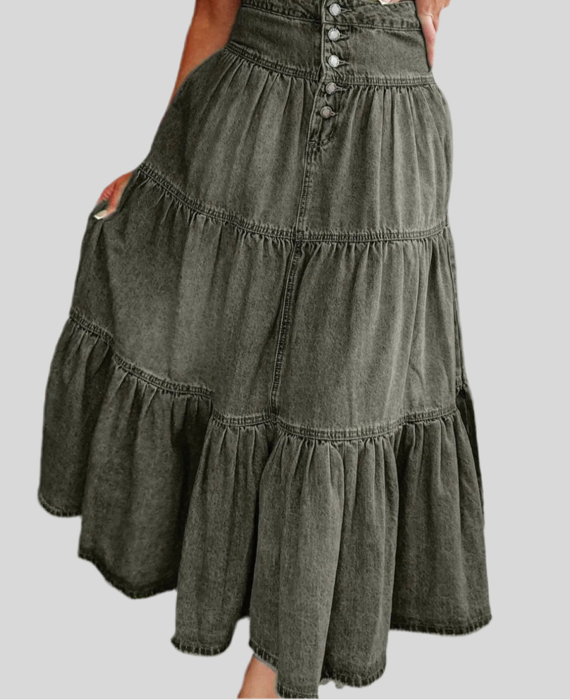 Ladies Tiered Denim Skirt (4 colors)