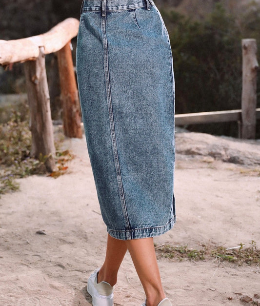 Ladies Button Down Denim Skirt (more colors)