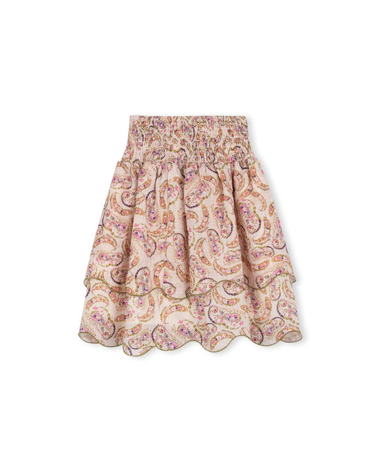 Girl Paisley Print Scallop Trim Skirt