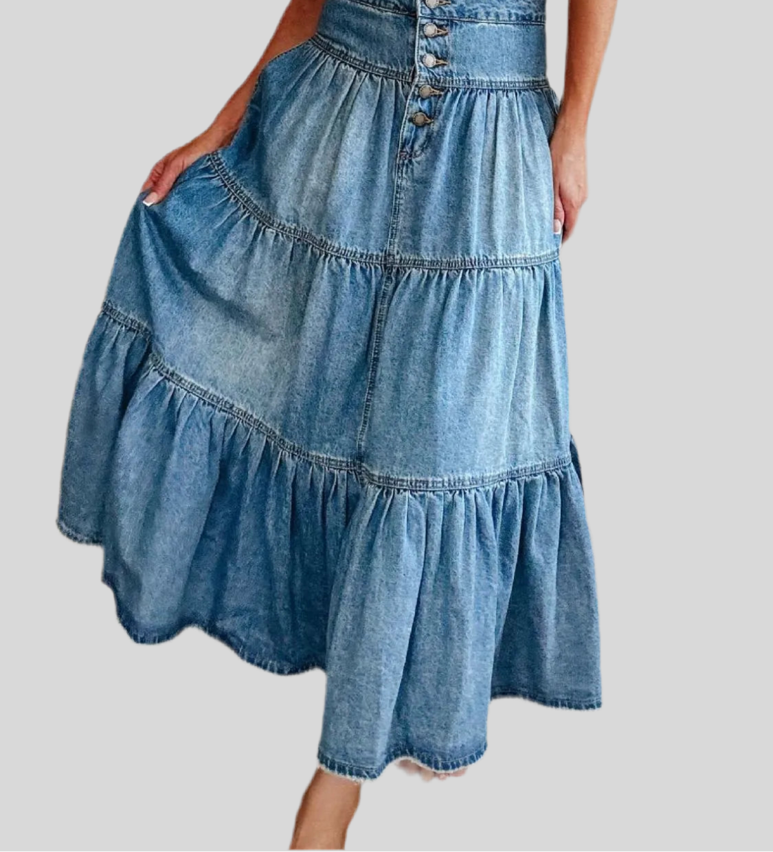 Ladies Tiered Denim Skirt (4 colors)