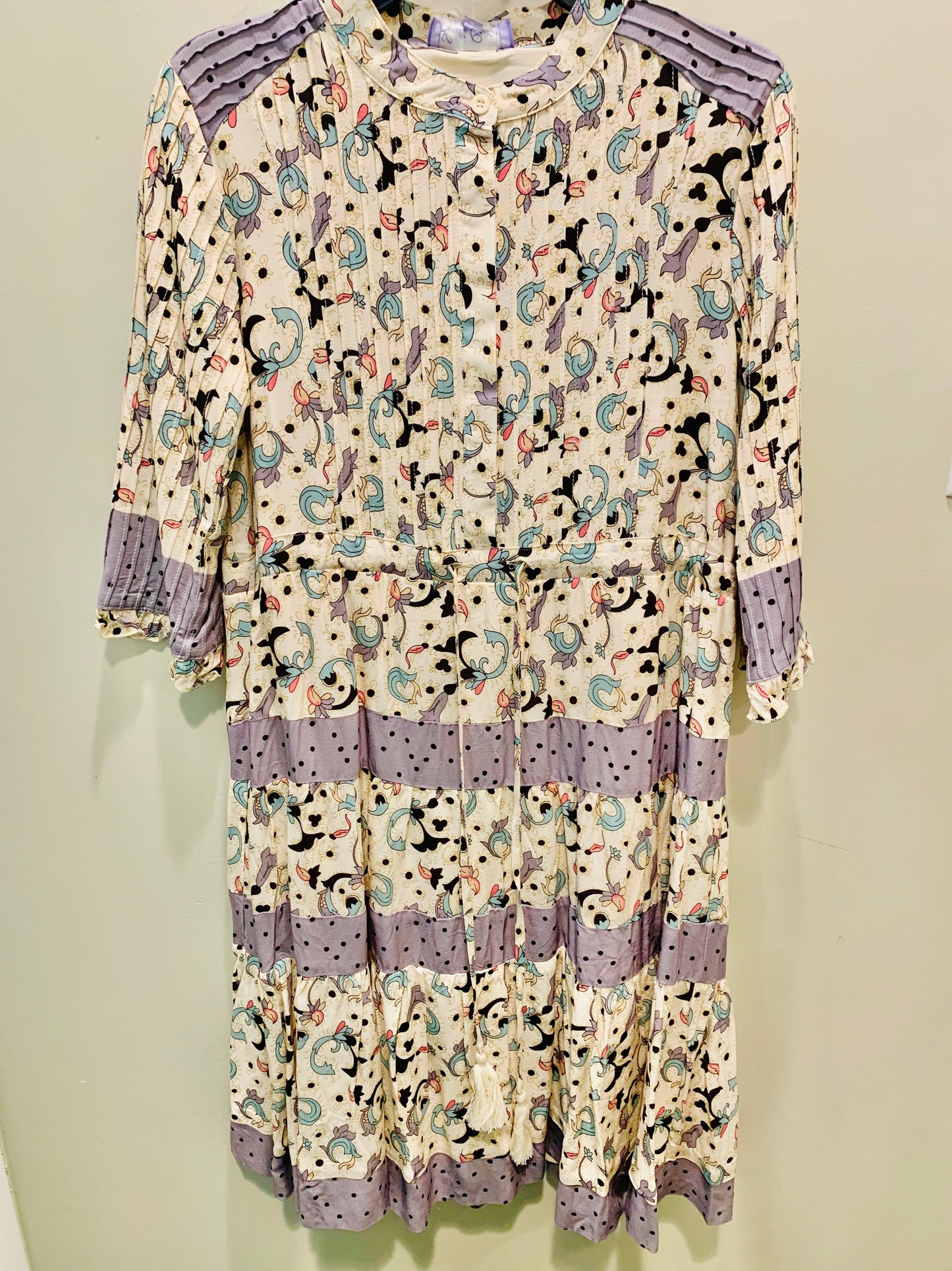 Tween Pleated Detail Drawstring Waist Printed Dress