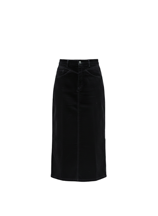 Denim Corduroy Black Skirt
