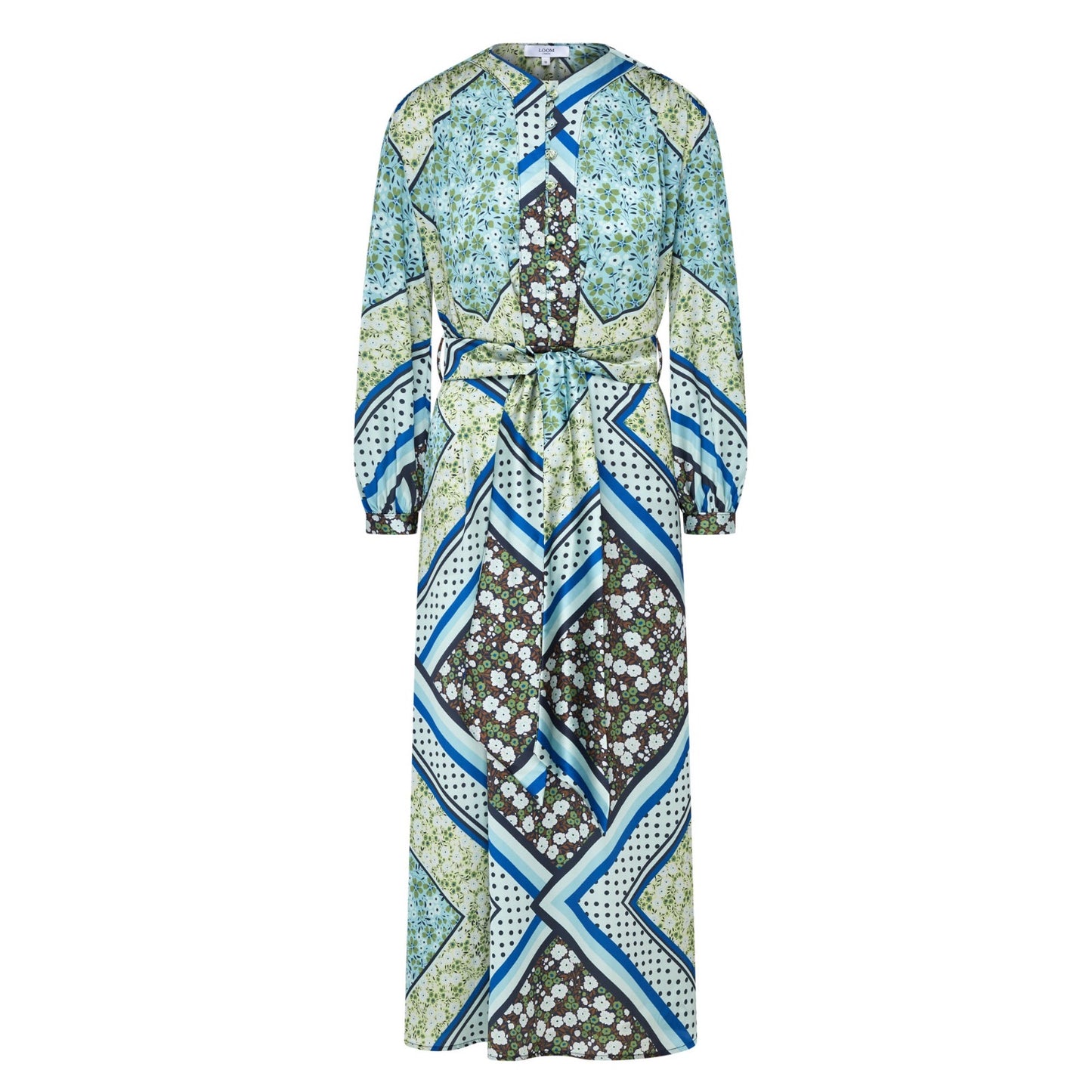 Ladies Blue Scarf Print Maxi Dress