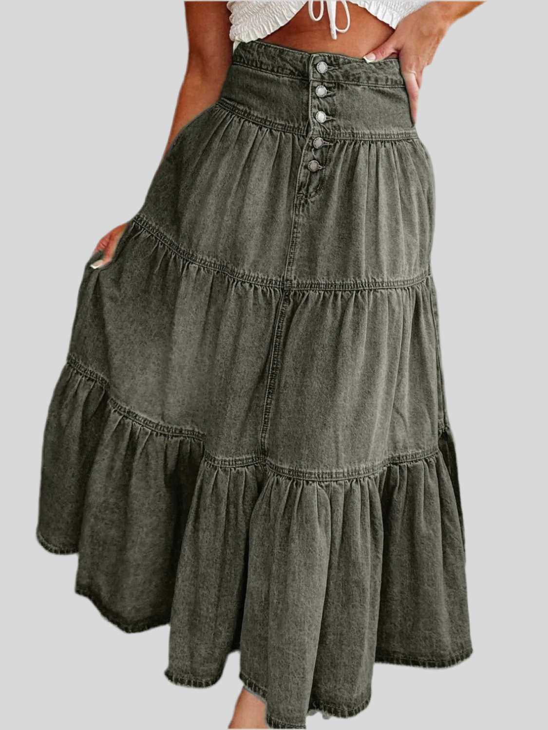 Ladies Tiered Denim Skirt (4 colors)