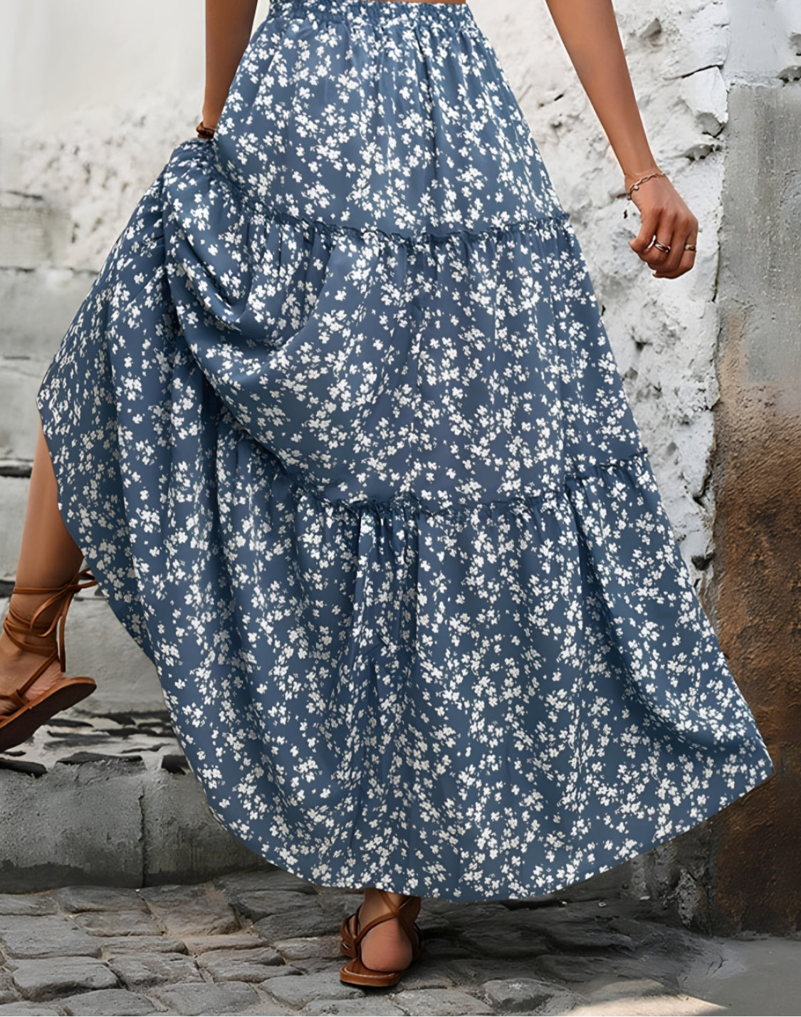Tiered Floral Maxi Skirt