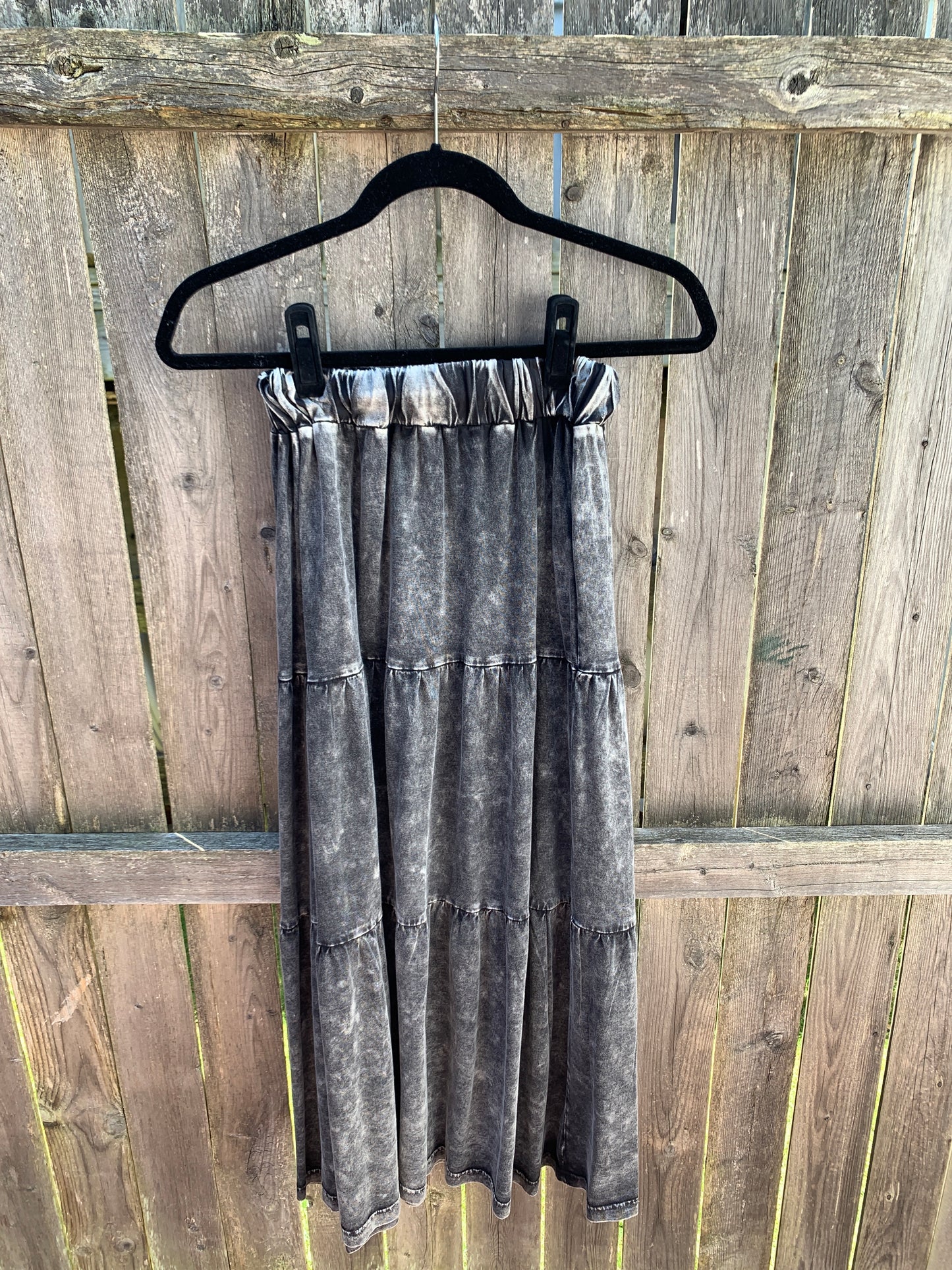 Tween Tiered Mineral Wash Long Skirt
