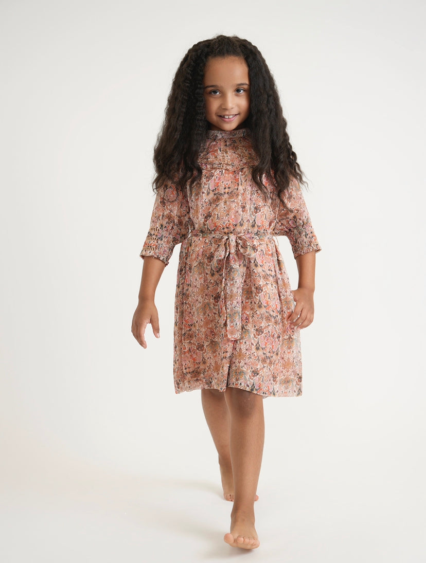 Tween Neck Detail Floral Dress (past the knee version)