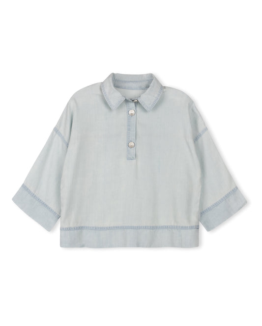 Tween Denim Wide Sleeve Top