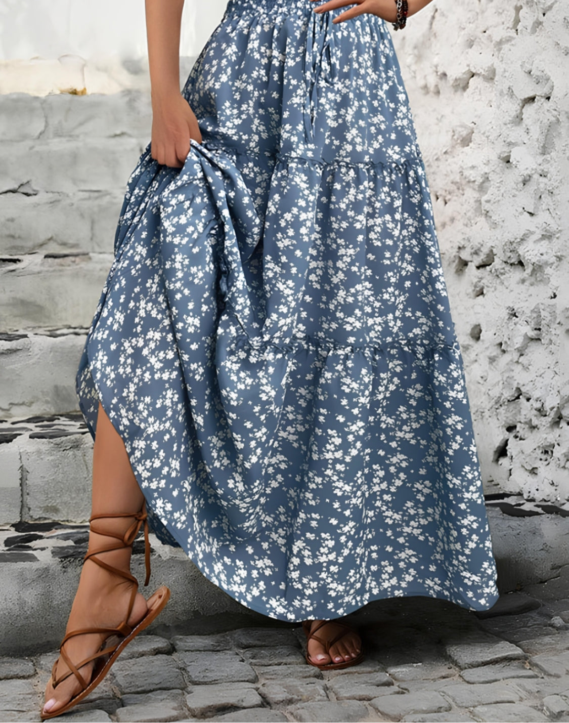 Tiered Floral Maxi Skirt