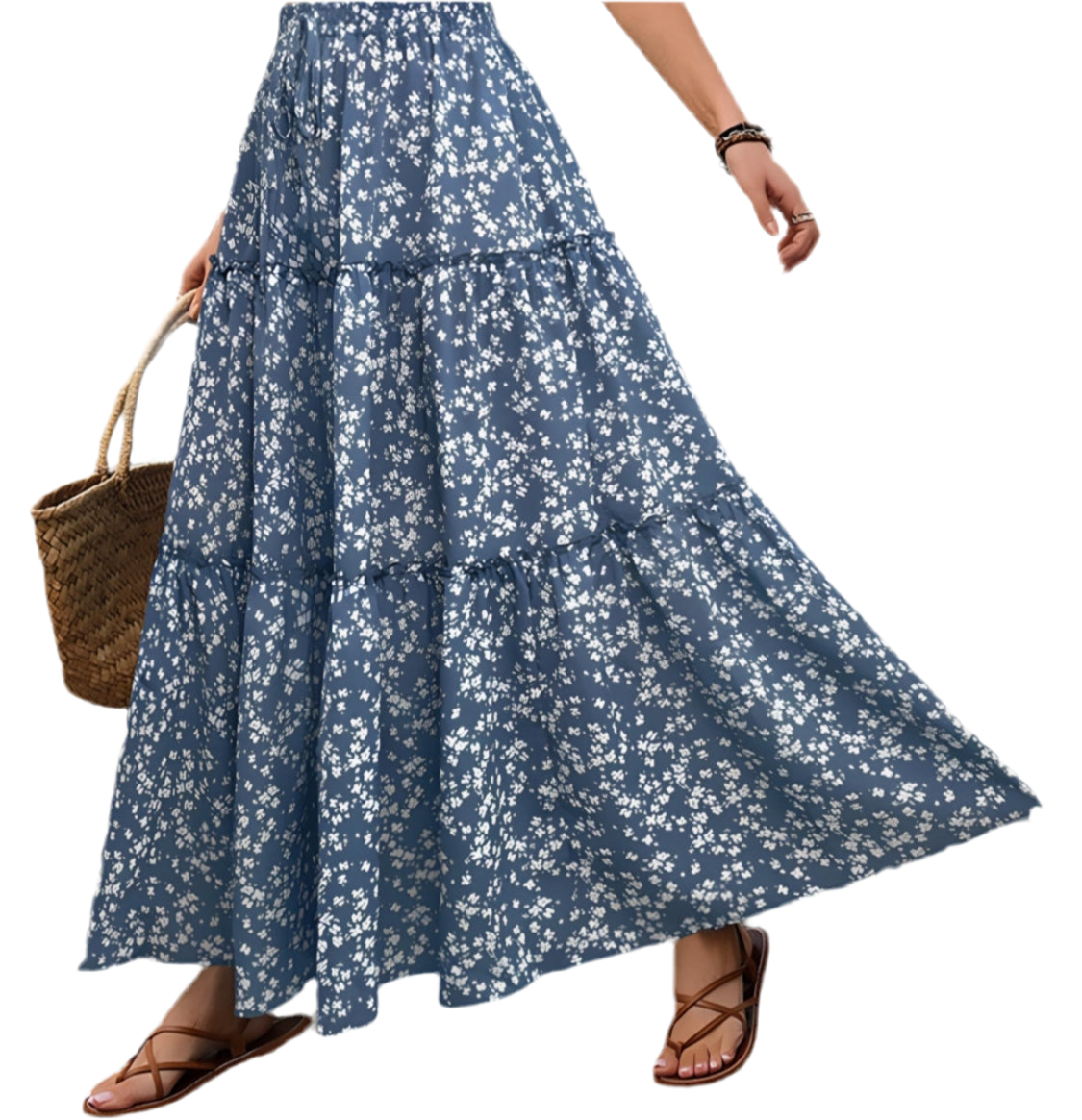 Tiered Floral Maxi Skirt