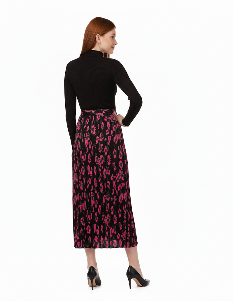 Black Floral Slip Dress With Knit Overlay