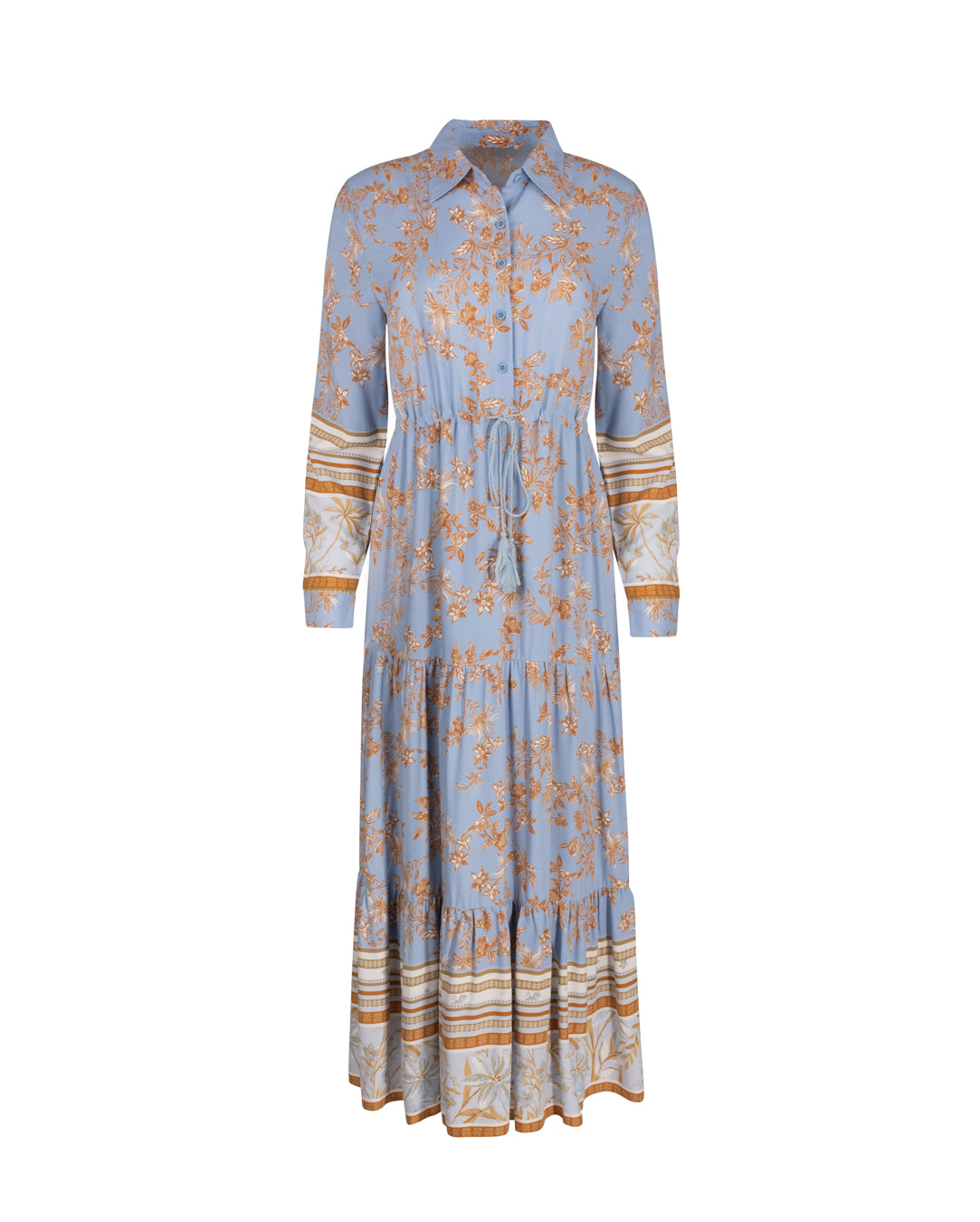 Ladies Drawstring Waist Printed Maxi Dress