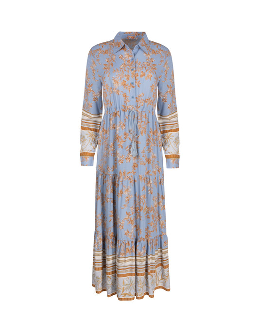 Ladies Drawstring Waist Printed Maxi Dress