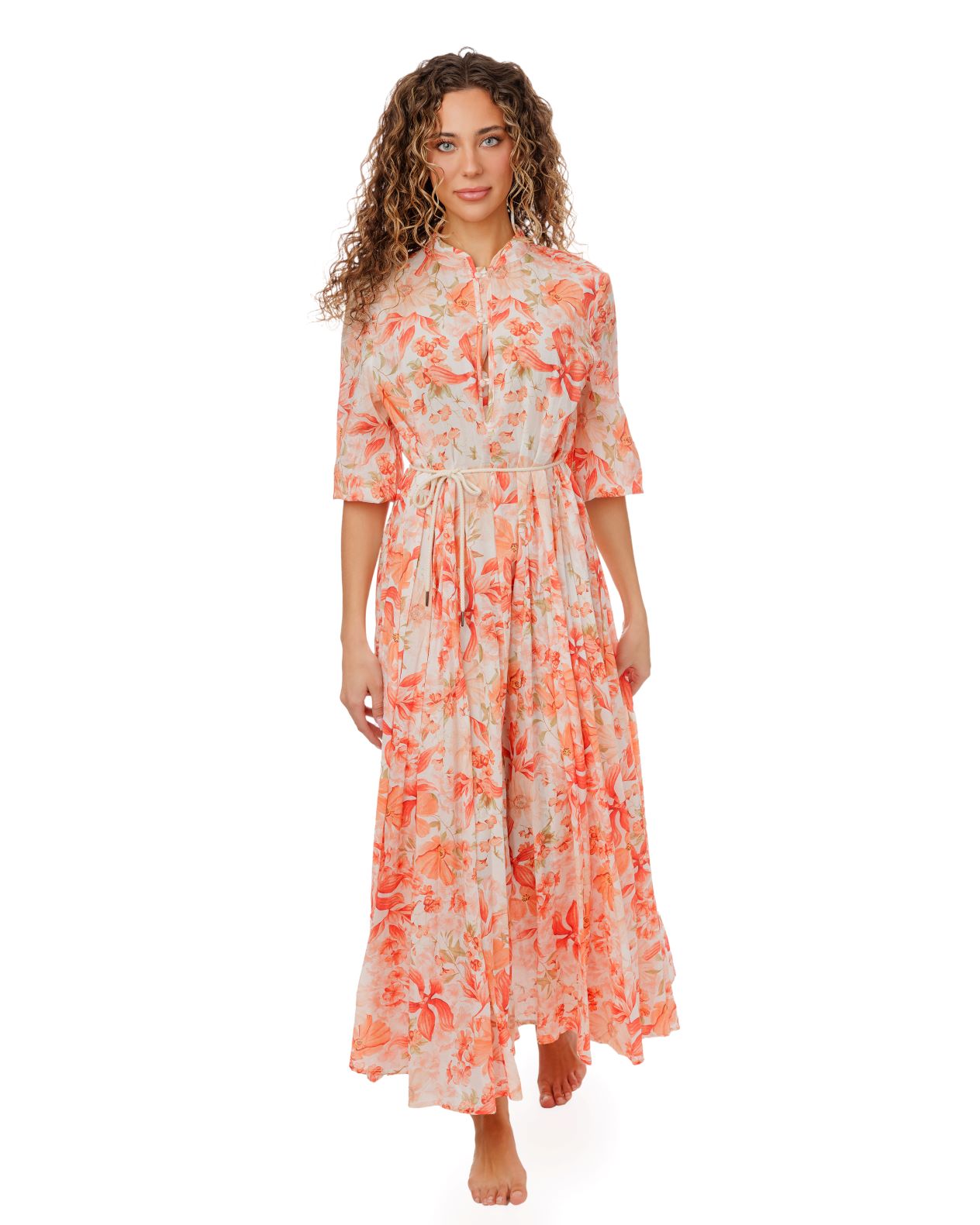 Ladies Orange Printed Dress