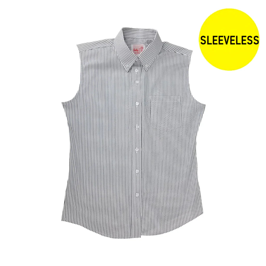 BYAM HS Sleeveless Black Striped Button Down Shirt
