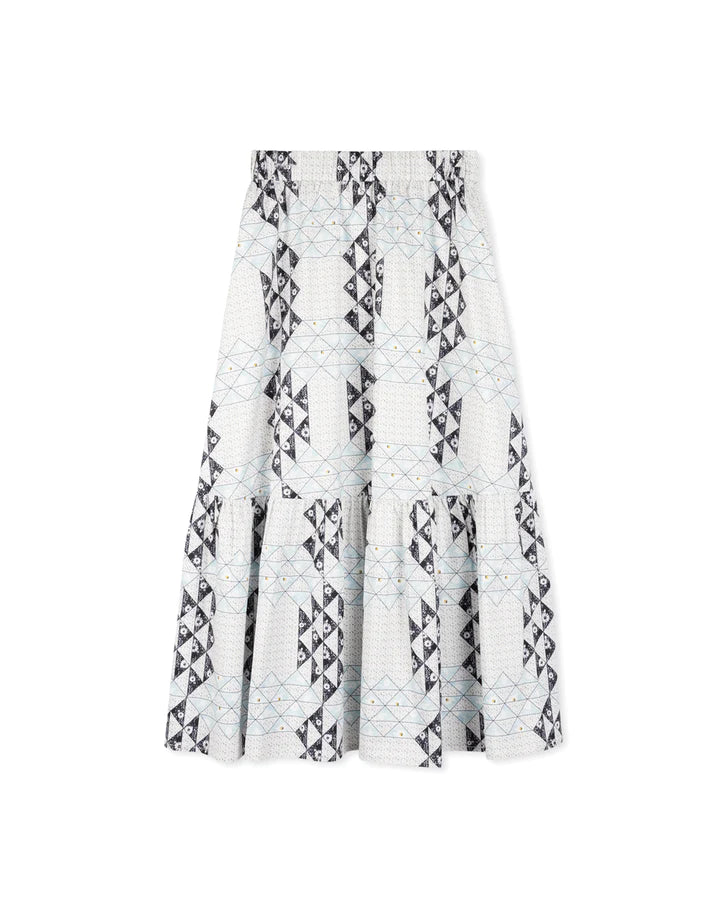 Tween Geometric Floral Printed Midi Skirt