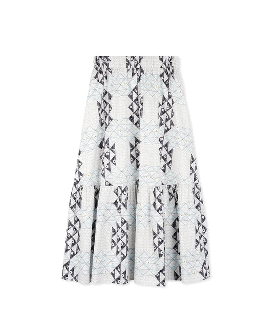 Tween Geometric Floral Printed Midi Skirt