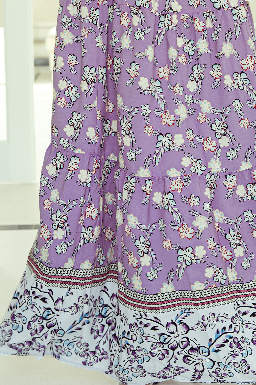 Ladies Tiered Printed Elastic Waist Skirt
