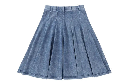 Girls Mineral Wash Faux Denim Panel Skirt