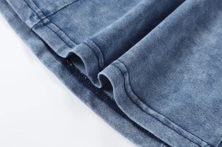 Girls Mineral Wash Faux Denim Panel Skirt