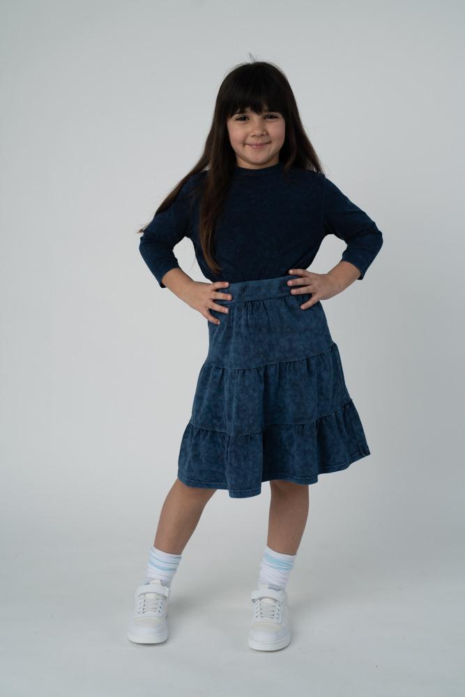 Girls Tiered Mineral Wash Skirt (2 colors) - Modest Necessities