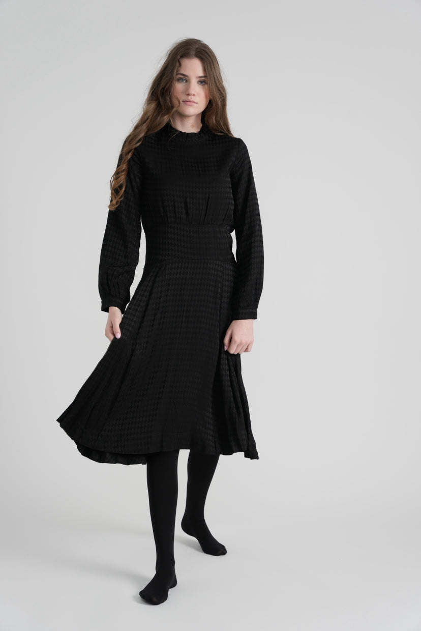 Ladies Black Satin Textured Dress - Modest Necessities