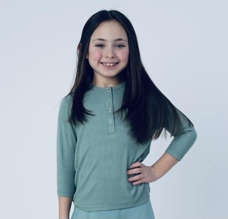 Girls Ribbed Henley with Snaps (5 colors) - Modest Necessities