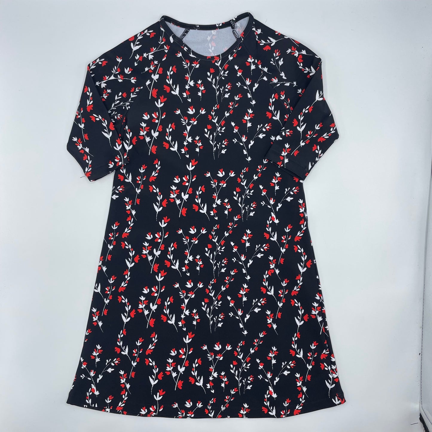 Girls Black Floral Swim Dress