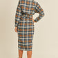 Ladies Plaid Flannel Front Tie Button Down Shirt Dress