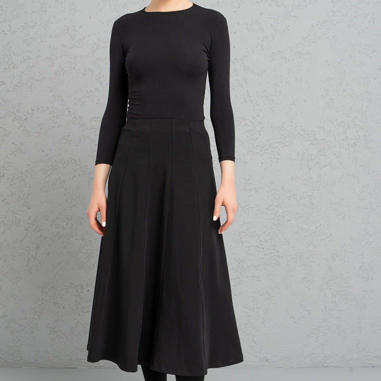 Kiki Riki Ladies 32" Cotton Stretch Midi Panel Skirt (2 colors) - Modest Necessities