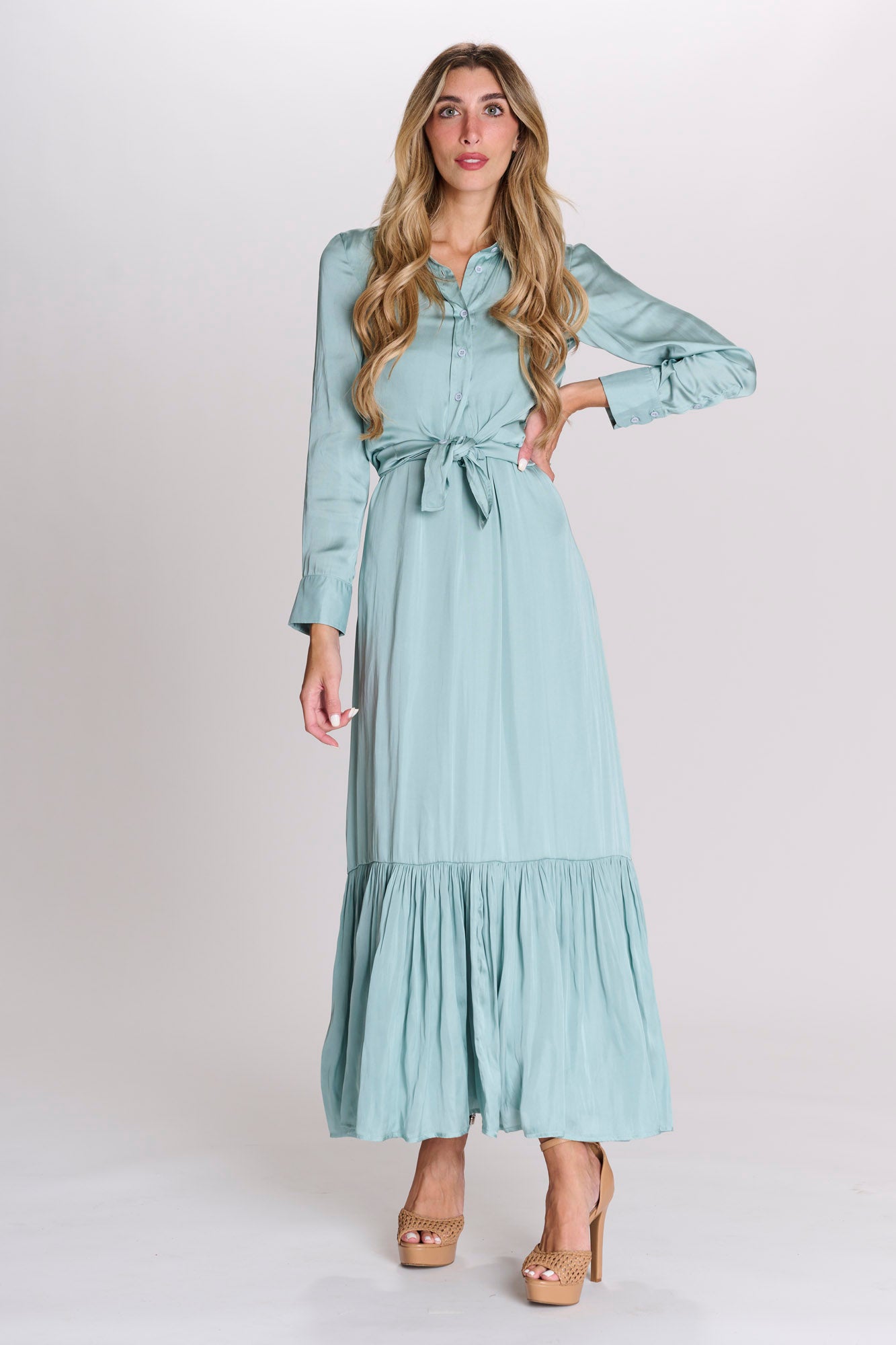 ladies two piece dresses Sage Satin Ensemble Top And Dress -tznius-fashion-tzniut-modest-Tznius-clothing-online-tznius-Shabbos-clothing-trendy-modest clothing Ever-Pretty Sequin Leaf Midi Slim Fit Color:Blushing Pink(Same as Photo) Suitable for beach outings