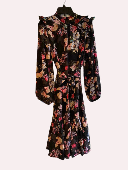 Floral Ruffle Shoulder Dress