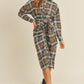 Ladies Plaid Flannel Front Tie Button Down Shirt Dress