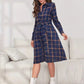 Ladies Plaid Tie Waist Long Sleeve Dress