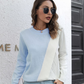 Contrast Color Round Neck Long Sleeve Sweater (3 color combos)