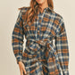 Ladies Plaid Flannel Front Tie Button Down Shirt Dress