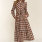 Ladies Plaid Tiered Midi Shirt Dress