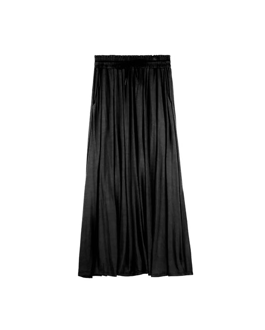 Ladies Tie Scrunch Waist Maxi Skirt