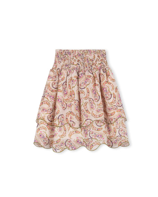 Girl Paisley Print Scallop Trim Skirt