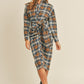 Ladies Plaid Flannel Front Tie Button Down Shirt Dress