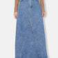 Ladies Raw Hem Maxi Denim Skirt