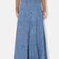 Ladies Raw Hem Maxi Denim Skirt