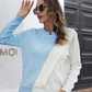 Contrast Color Round Neck Long Sleeve Sweater (3 color combos)