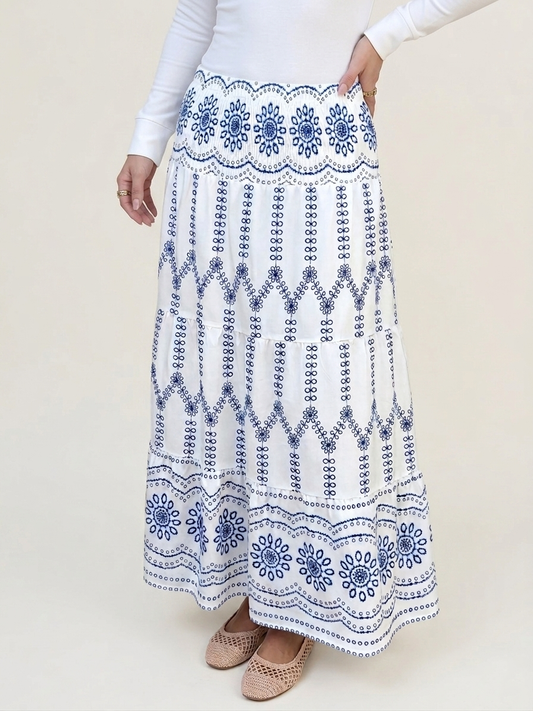 Printed Tiered Maxi Skirt - Modest Necessities